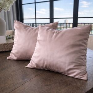 Pink Satin Standard Pillow Cases (Set of 2)